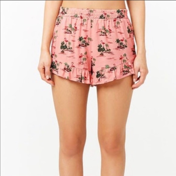 Forever 21 Flamingo and Palm Tree Shorts Size Small - Picture 2 of 6